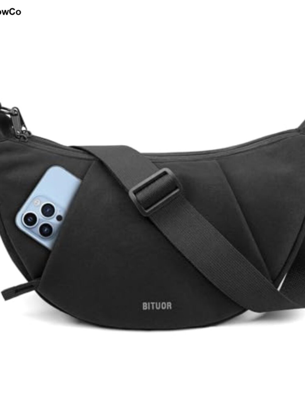 Anti-theft Crossbody Bag Crescent Hobo with Multi Pockets Water Resistant Nylon